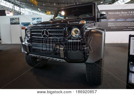 STUTTGART GERMANY - MARCH 03 2017: Off-road car Mercedes-Benz G500 4x4 2. Europe's greatest classic car exhibition 