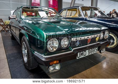 STUTTGART GERMANY - MARCH 03 2017: Sports car Reliant Scimitar GTE SE6A 1978. Europe's greatest classic car exhibition 