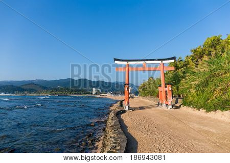 Red torii in Aoshima Shrine of Japan