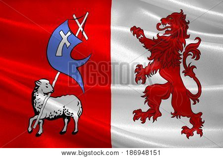 Flag of Auch is a commune and capital of the Gers department in region of Occitanie southwestern France. 3d illustration