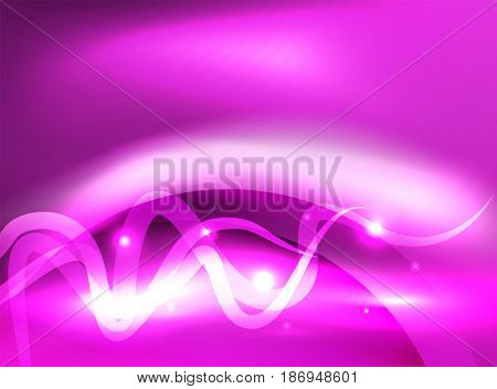Glowing purple shiny wave background, energy concept illustration