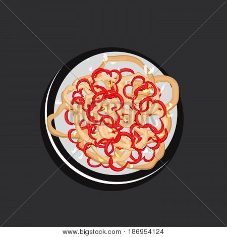 Cartoon vector illustration of asian spicy squid