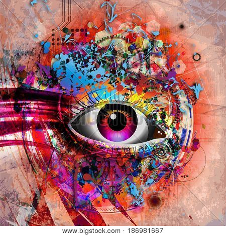 Magic eye colorful dark mistic abstract background
