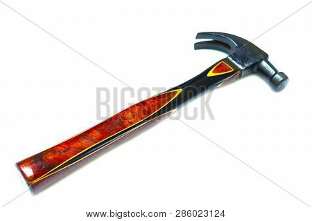 Traditional Curved Claw Hammer On White Background