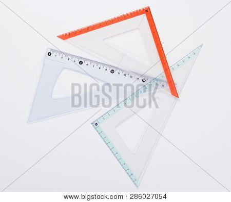 ruler metric at white background, top view