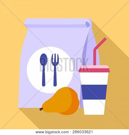 Paper Lunch Bag Icon. Flat Illustration Of Paper Lunch Bag Vector Icon For Web Design