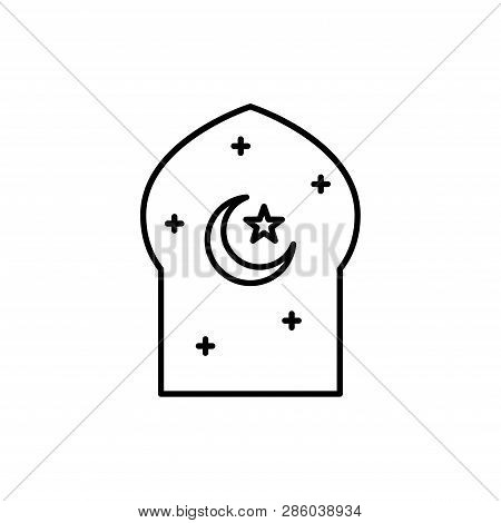 Moaque Window, Crescent Moon And Star For Islam Symbol. Simple Monoline Icon Style For Muslim Ramada