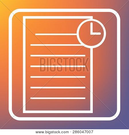 Check Mark Sign Illustration. Vector. White Icon On Transparent Button At Orange-violet Gradient Bac