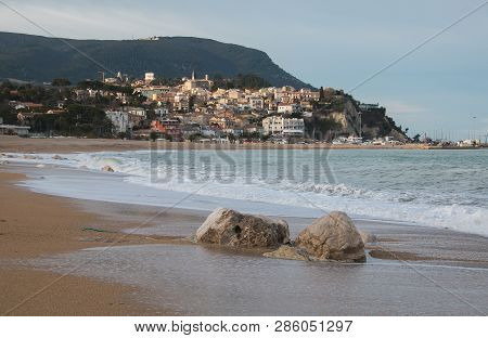Winter View Of Numana City On Adriatic Sea In The Marche Region