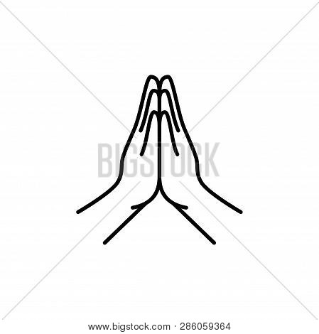 Islam Forgive Hand Symbol. Simple Monoline Icon Style For Muslim Ramadan And Eid Al Fitr Celebration
