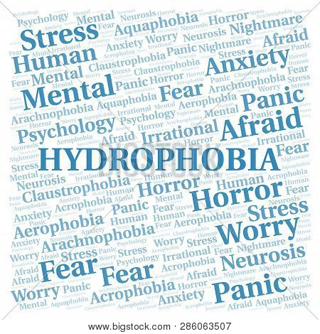 Hydrophobia Word Cloud. Wordcloud Made With Text Only.