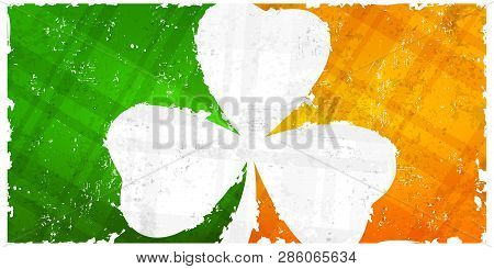 Saint Patricks Day Pattern With Shamrock On Irish Flag Background. Vector Illustration.