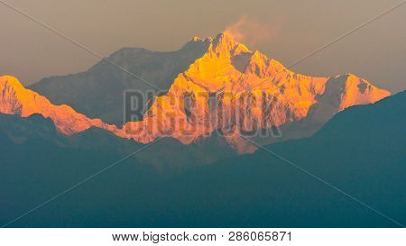 A View Of Snow Clad Kangchenjunga, Also Spelled Kanchenjunga,the Third Highest Mountain In The World