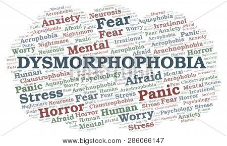 Dysmorphophobia Word Cloud. Wordcloud Made With Text Only.