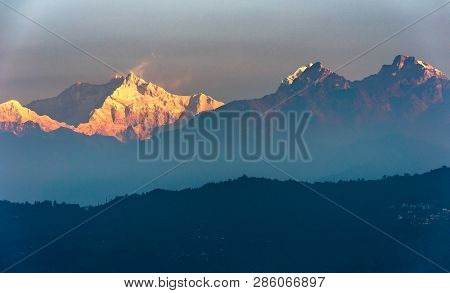 A View Of Snow Clad Kangchenjunga, Also Spelled Kanchenjunga, Is The Third Highest Mountain In The W