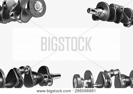 3d Rendering. Crankshaft For 6v Cylinders Engine. Truck Crankshaft On White Background. Engine Beari