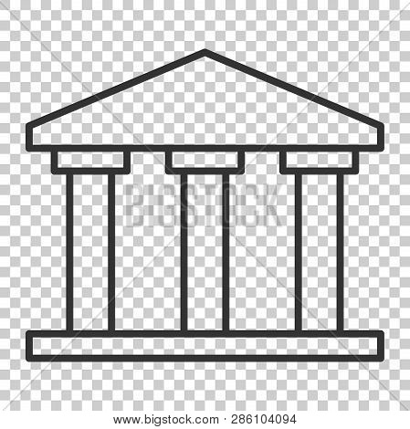 Bank Building Icon In Flat Style. Government Architecture Vector Illustration On Isolated Background