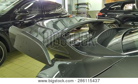 Moscow. February 2019. Porsche 911 Gt3 Rs 3.8 At The Service Station. Diagnostics And Verification. 