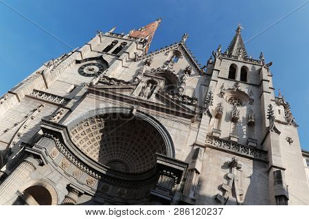 Lyon, France, February 23, 2019 : Saint-nizier Church, Located In The Heart Of The Presque Ile, Is O