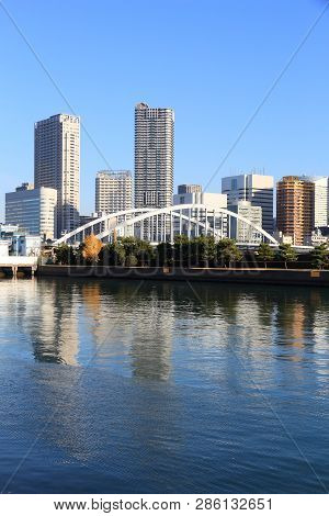 Tokyo Skyline - Modern Residential Neighborhoods With High Rise Apartment Buildings At Kachidoki.