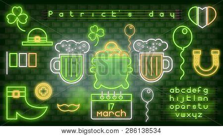 Neon Icons For Patrick's Day