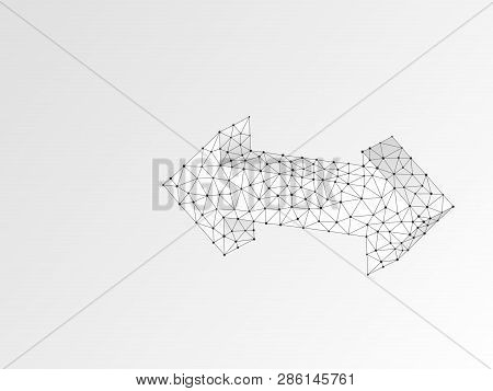 Crossroad Direction Two Ways Arrows Wireframe Digital 3d Illustration. Low Poly Crossway Choice Conc
