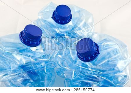 Plastic Five Litre Water Bottle Squashed Isolated