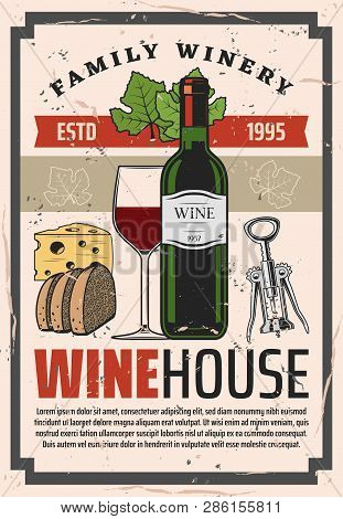 Family Winery Store Or Grand Reserve Vault Shop. Winemaking Private Production, Red Wine Bottle And 