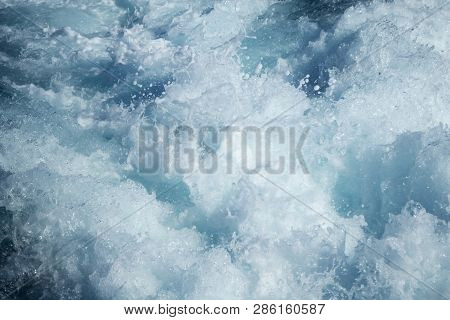 Foamy Sea In The Slipstream Of The Ferry.