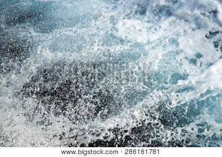 Foamy Sea In The Slipstream Of The Ferry.