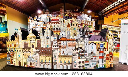 Horizontal Cardboard Model Representing The Most Beautiful Villages And Cities Of Italy In Bologna, 