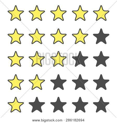Star Rating Icon Set. Golden Stars. Stars Rating. Isolated Badge For Website Or App - Stock Infograp