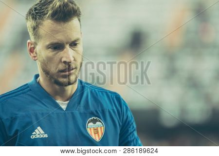 VALENCIA, SPAIN - FEBRUARY 21: Neto during UEFA Europa League match between Valencia CF and Celtic FC at Mestalla Stadium on February 21, 2019 in Valencia, Spain