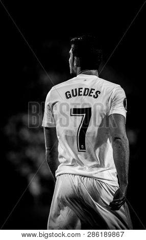 VALENCIA, SPAIN - FEBRUARY 21: Guedes during UEFA Europa League match between Valencia CF and Celtic FC at Mestalla Stadium on February 21, 2019 in Valencia, Spain