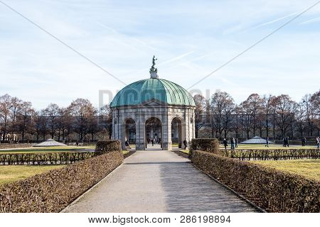 Hofgarten Park With Dianatempel In Munich. The Diana Pavilion And The Grounds Of The Hofgarten, Adja