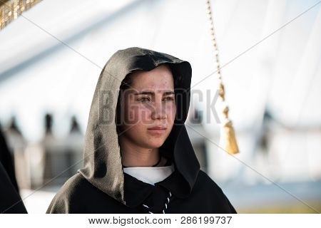 Caceres, Extremadura, Spain - April 08, 2017: The Dominican Brotherhood Of The Holy Christ Of The Vi
