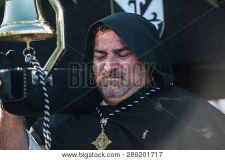Caceres, Extremadura, Spain - April 08, 2017: The Dominican Brotherhood Of The Holy Christ Of The Vi