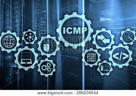 Icmp. Internet Control Message Protocol. Network Concept. Server Room On Background.