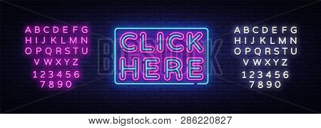 Click Nere Neon Text Vector. Click Nere Neon Sign, Design Template, Modern Trend Design, Night Neon 