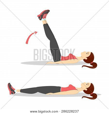 Woman Doing Crunches In The Gym. Belly Burn