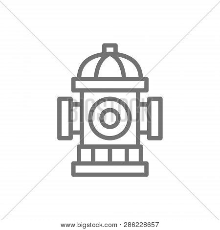 Fire Hydrant, Firefighting Equipment Line Icon. Isolated On White Background