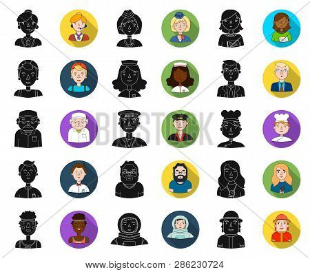 People Of Different Professions Black, Flat Icons In Set Collection For Design. Worker And Specialis