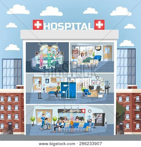 Hospital Building Interior. Doctor Office And Surgery Room