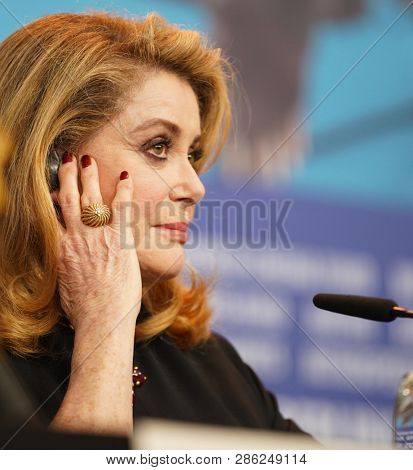 Catherine Deneuve attends the 'Farewell To The Night' press conference during the 69th Berlinale International Film Festival Berlin at Grand Hyatt Hotel on February 12, 2019 in Berlin. Germany