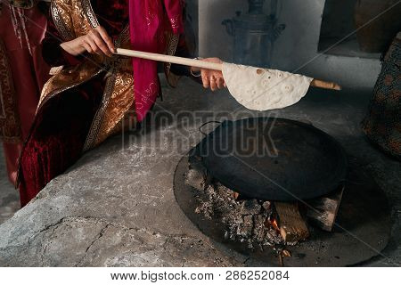 Woman Preparing Or Making Borek Or Bread Dough, Close-up