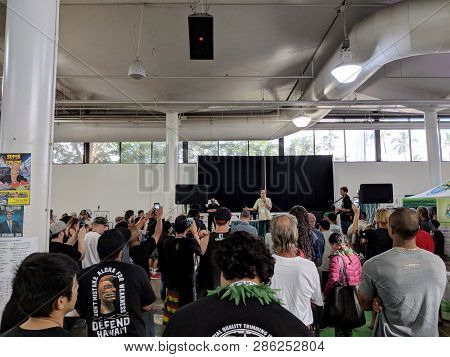 Honolulu - February 10, 2018: Ed Rosenthal Talks On Stage At The 3rd Annual Hawaii Cannabis Expo At 