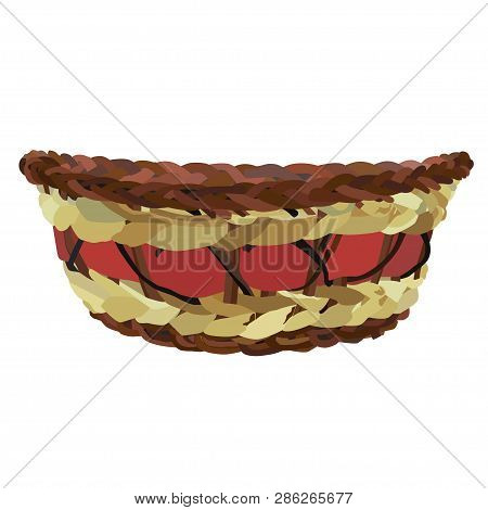 Empty Color Wicker Basket Vector Isolated Illustration