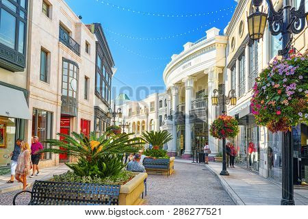 View Of The Fashionable Street Rodeo Drive In Hollywood, La.