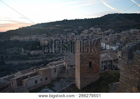 Wonderful Views Of The Village With The Keep Of The Collegiate Castles In The Foreground In Alquezar
