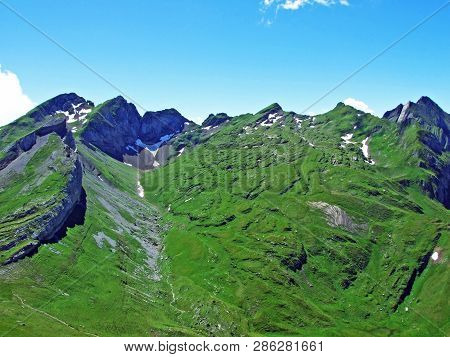 Panorama From The Alpine Peak Margelchopf In The Alviergruppe Mountain Range - Canton Of St. Gallen,